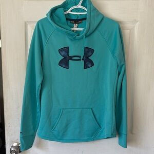 Under Armour Aqua Hoodie with Navy Logo women’s